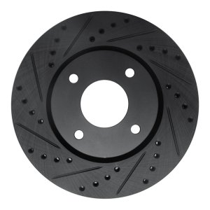 Nissan Sentra Brake Rotor (1) - Front Left - R1 Concepts - Drilled & Slotted - Black - `07-`14